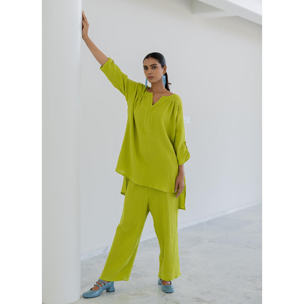 Silai Studio Matcha Green Solid Co-Ord (Set of 2)