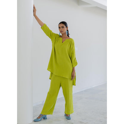 Silai Studio Matcha Green Solid Co-Ord (Set of 2)