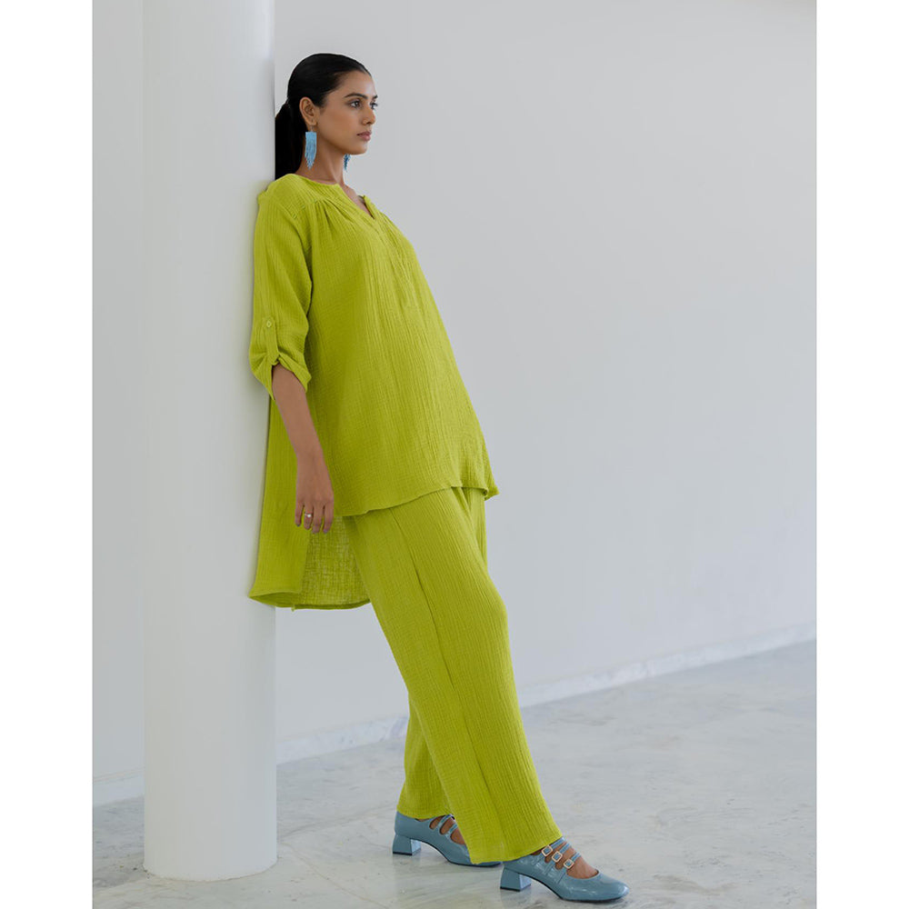 Silai Studio Matcha Green Solid Co-Ord (Set of 2)