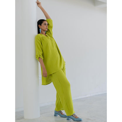 Silai Studio Matcha Green Solid Co-Ord (Set of 2)