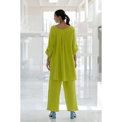 Silai Studio Matcha Green Solid Co-Ord (Set of 2)