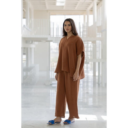 Silai Studio Earthbound Brown Solid Co-Ord (Set of 2)