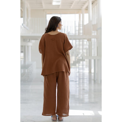 Silai Studio Earthbound Brown Solid Co-Ord (Set of 2)