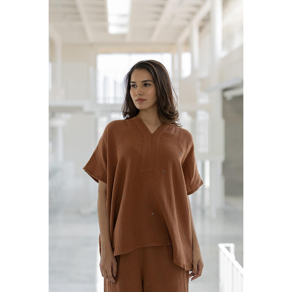 Silai Studio Earthbound Brown Solid Co-Ord (Set of 2)