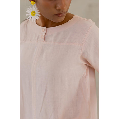 Silai Studio Oyster Pink Solid Kurta and Pant (Set of 2)
