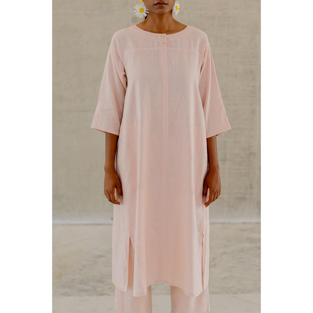 Silai Studio Oyster Pink Solid Kurta and Pant (Set of 2)