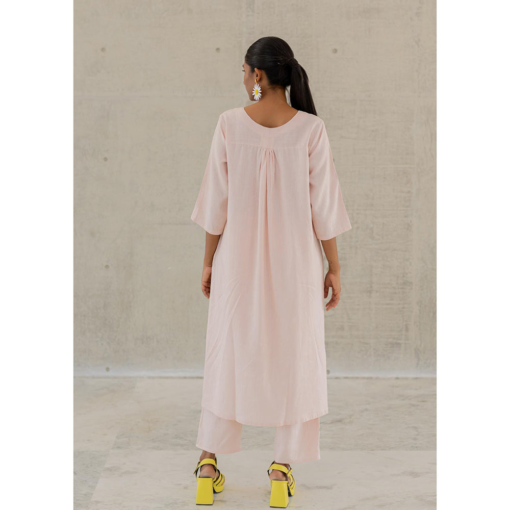 Silai Studio Oyster Pink Solid Kurta and Pant (Set of 2)