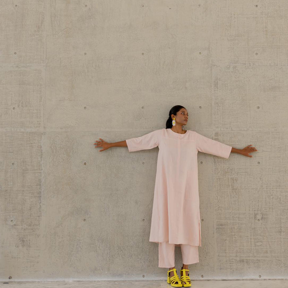 Silai Studio Oyster Pink Solid Kurta