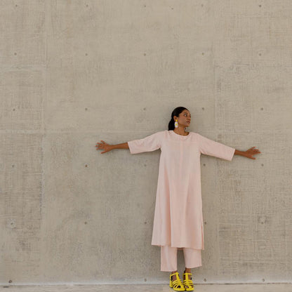 Silai Studio Oyster Pink Solid Kurta