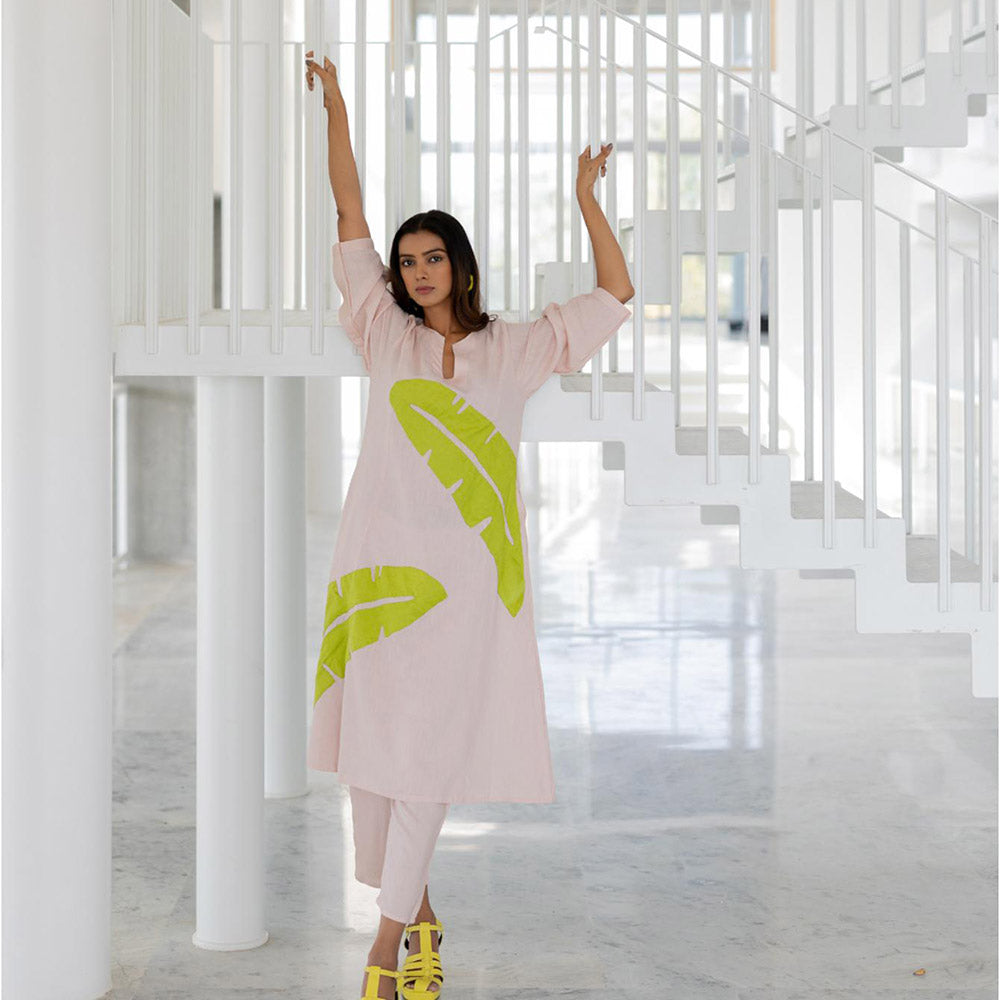 Silai Studio Blush Basil Applique Kurta