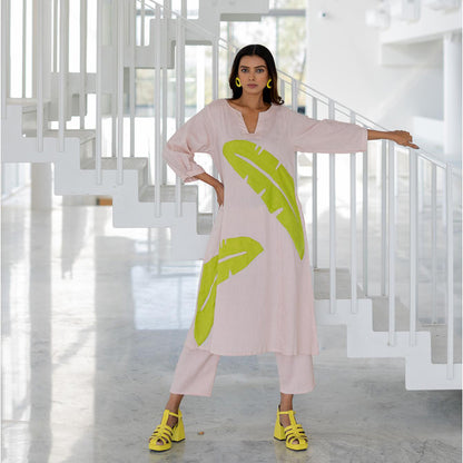 Silai Studio Blush Basil Applique Kurta