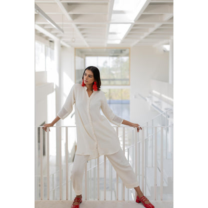 Silai Studio Vanilla Mist Solid Co-Ord (Set of 2)