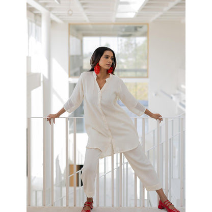 Silai Studio Vanilla Mist Solid Co-Ord (Set of 2)