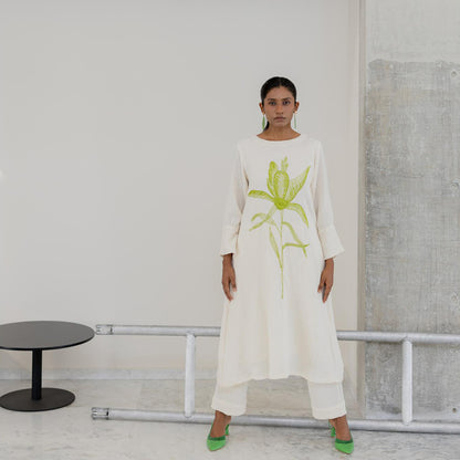 Silai Studio Vanilla Mist Embroidered Kurta and Pant (Set of 2)