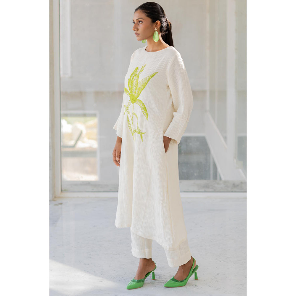 Silai Studio Vanilla Mist Embroidered Kurta