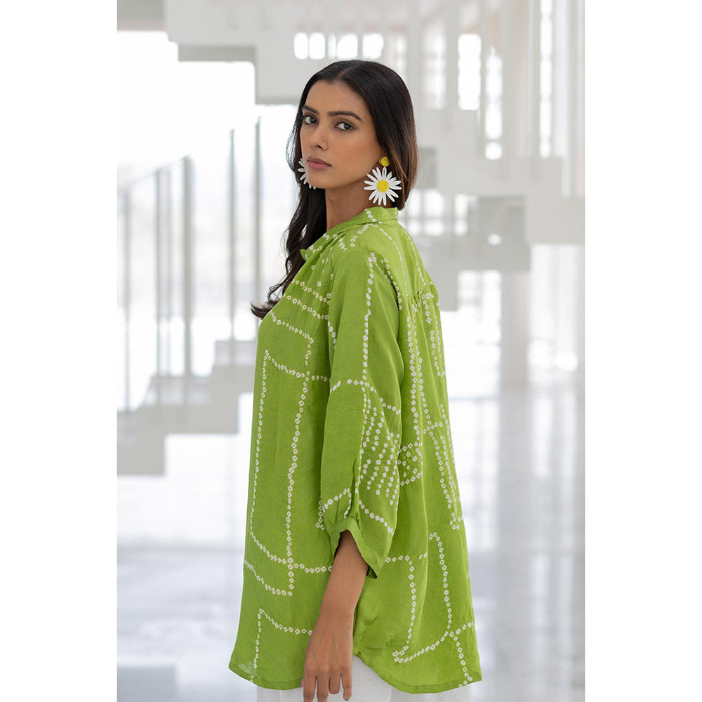 Silai Studio Terra Green Silk Shirt Co-Ord (Set of 2)