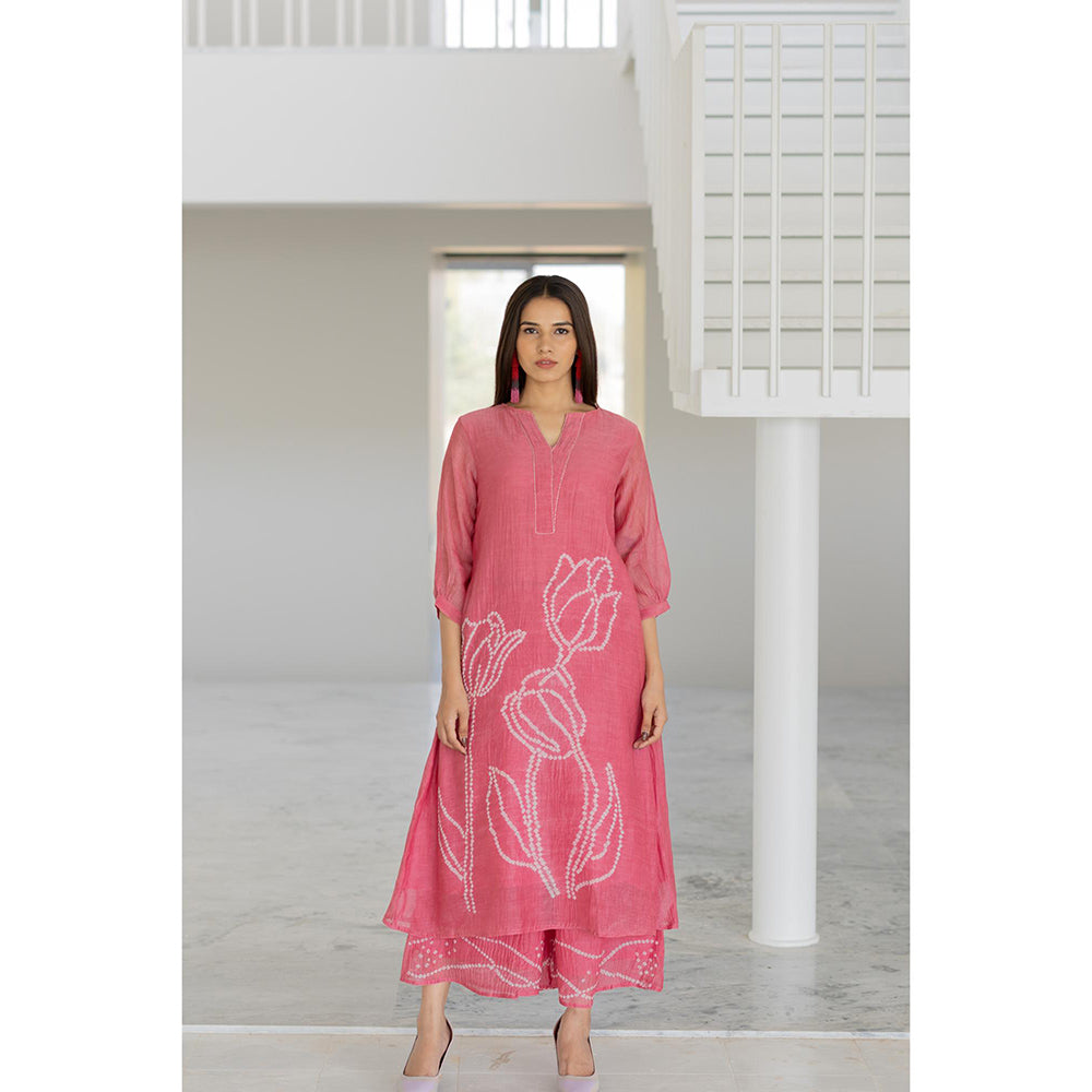 Silai Studio Misty Tulips Bandhani Kurta and Palazzo (Set of 2)