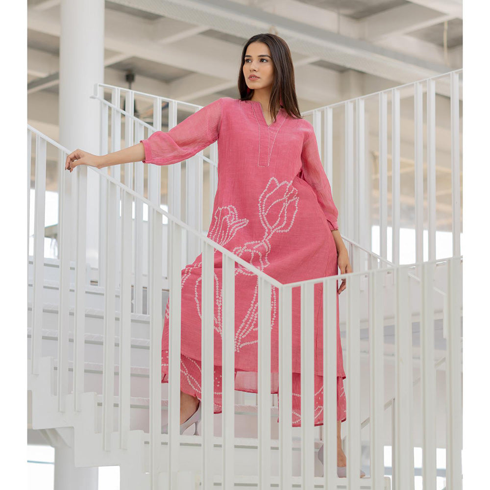 Silai Studio Misty Tulips Bandhani Kurta and Palazzo (Set of 2)