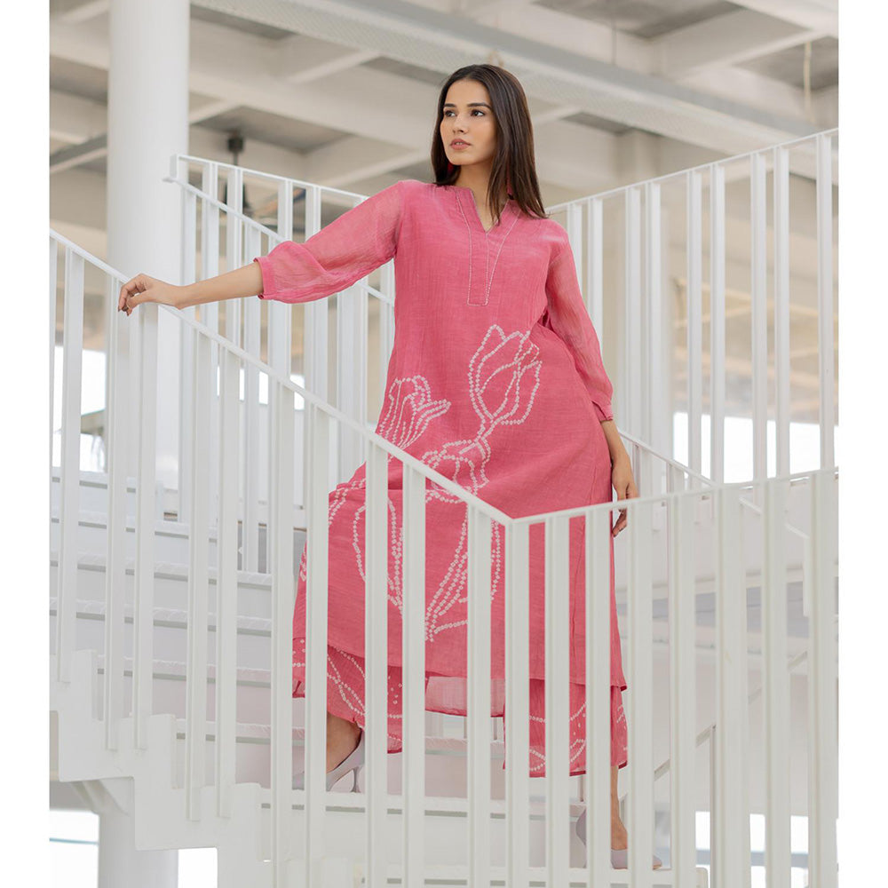 Silai Studio Misty Tulips Bandhani Kurta