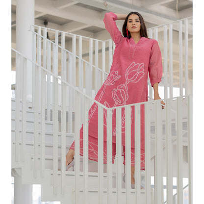 Silai Studio Misty Tulips Bandhani Kurta