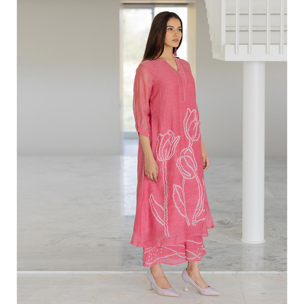 Silai Studio Misty Tulips Bandhani Kurta