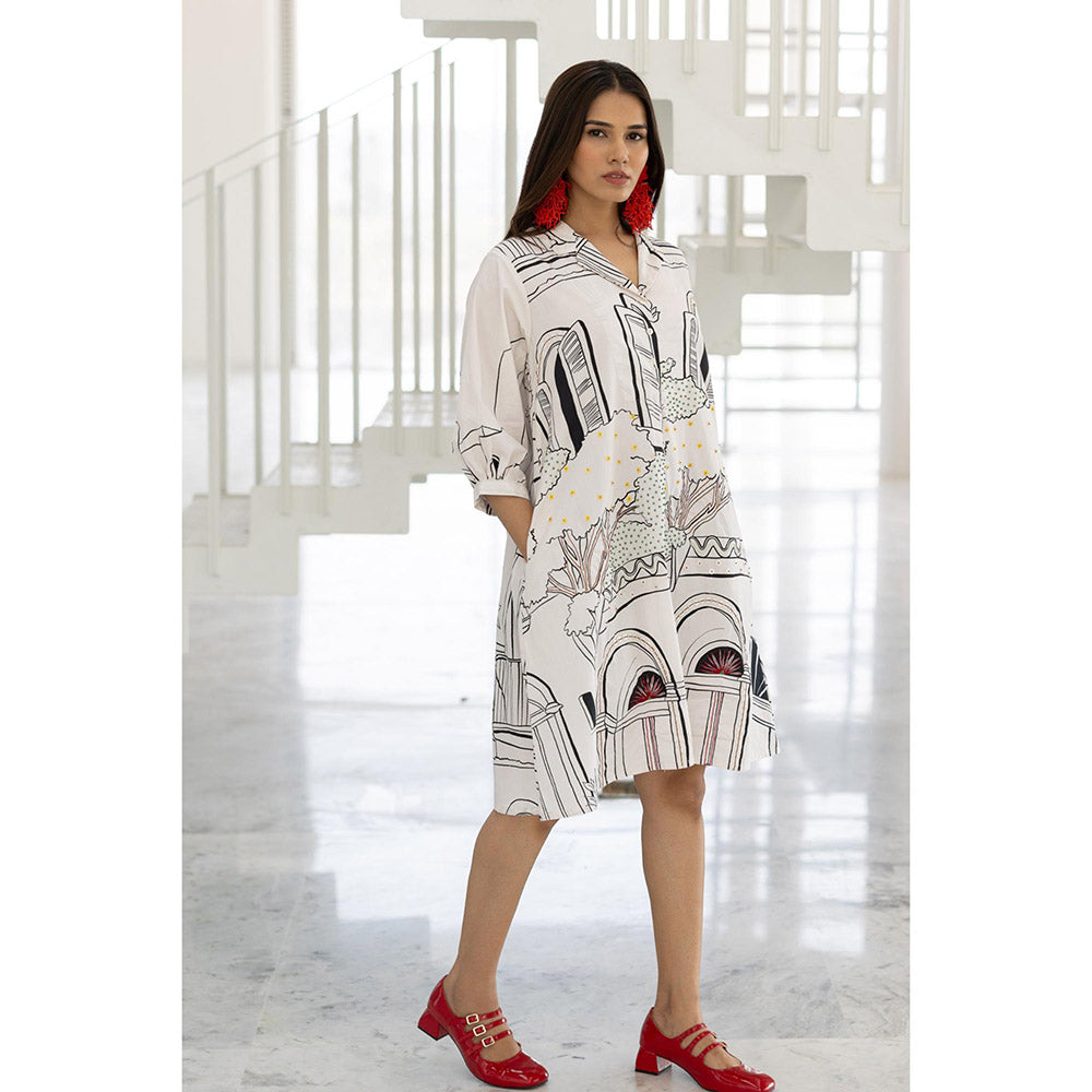 Silai Studio Sunlit Vistas Embroidered Dress with Slip