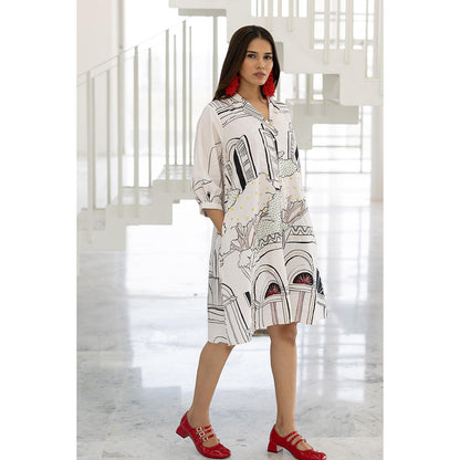 Silai Studio Sunlit Vistas Embroidered Dress with Slip