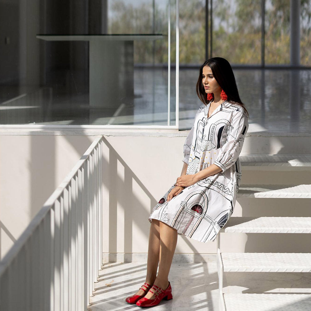 Silai Studio Sunlit Vistas Embroidered Dress with Slip