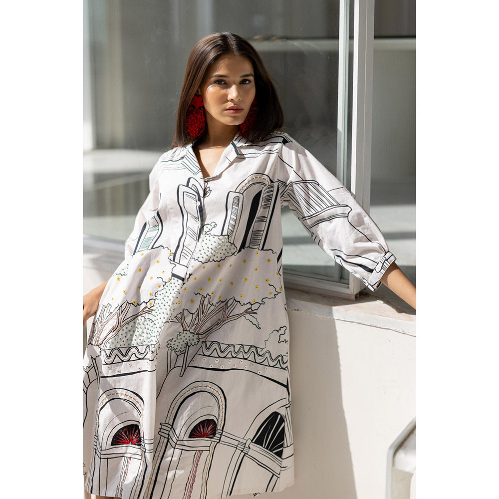 Silai Studio Sunlit Vistas Embroidered Dress with Slip