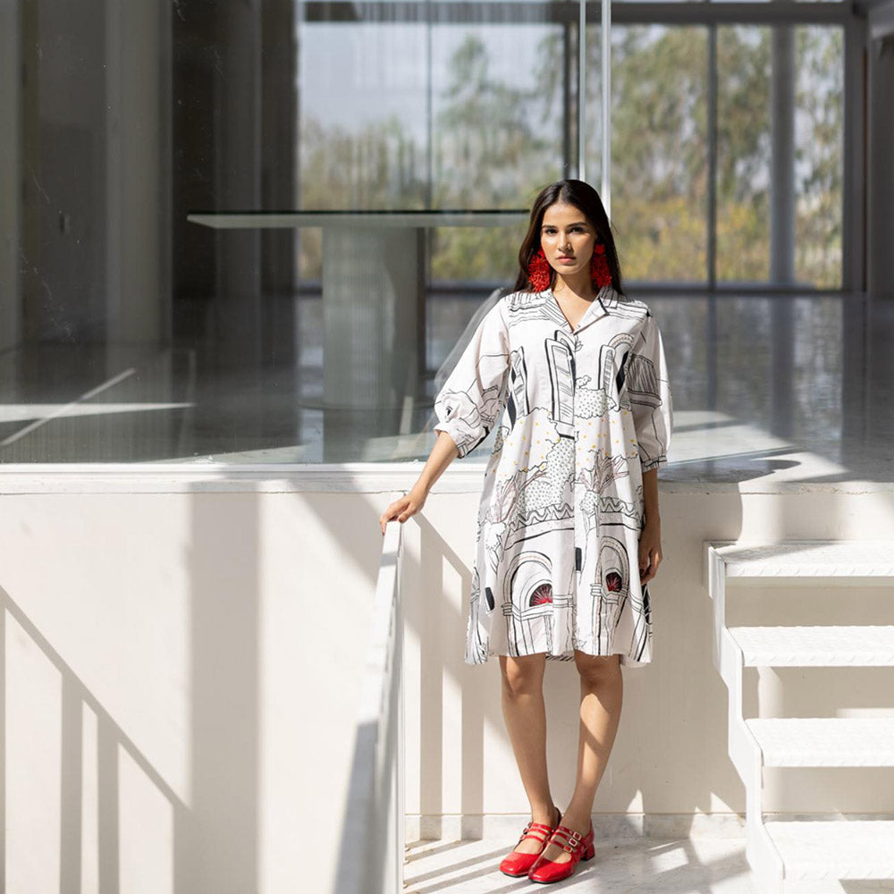 Silai Studio Sunlit Vistas Embroidered Dress with Slip