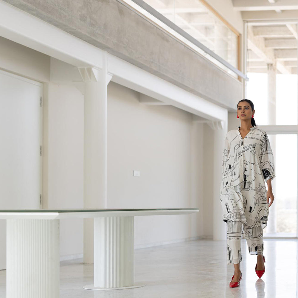 Silai Studio Mediterranean Lanes Printed Kurta