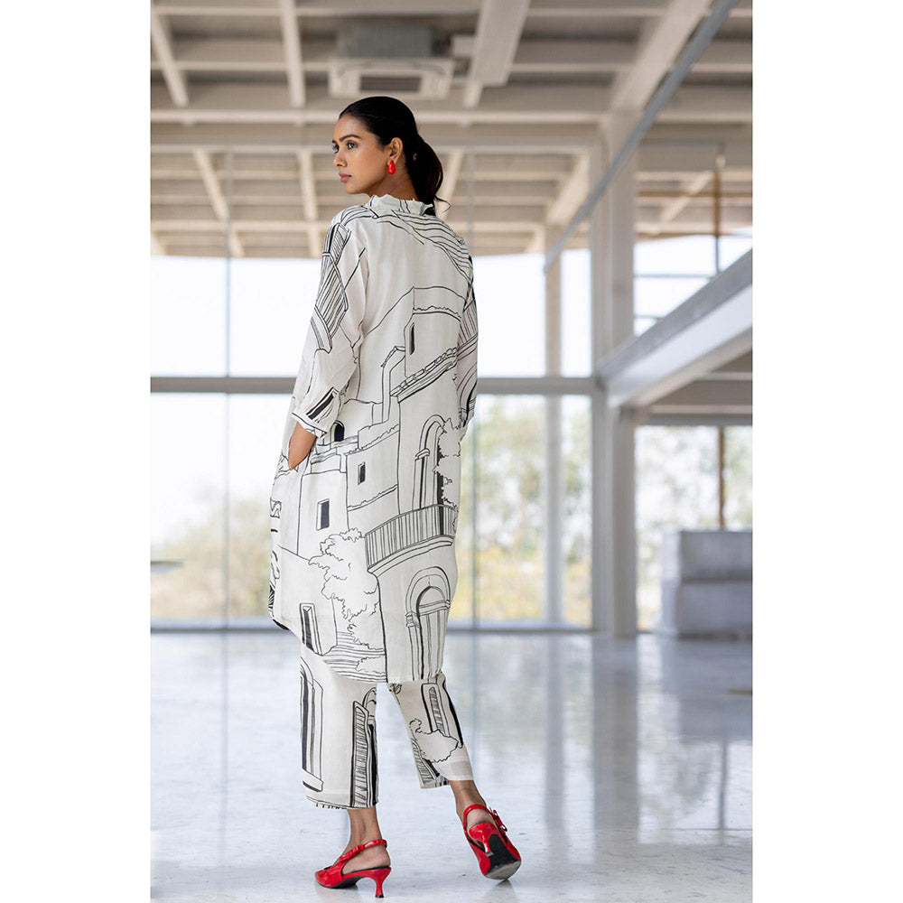 Silai Studio Mediterranean Lanes Printed Kurta