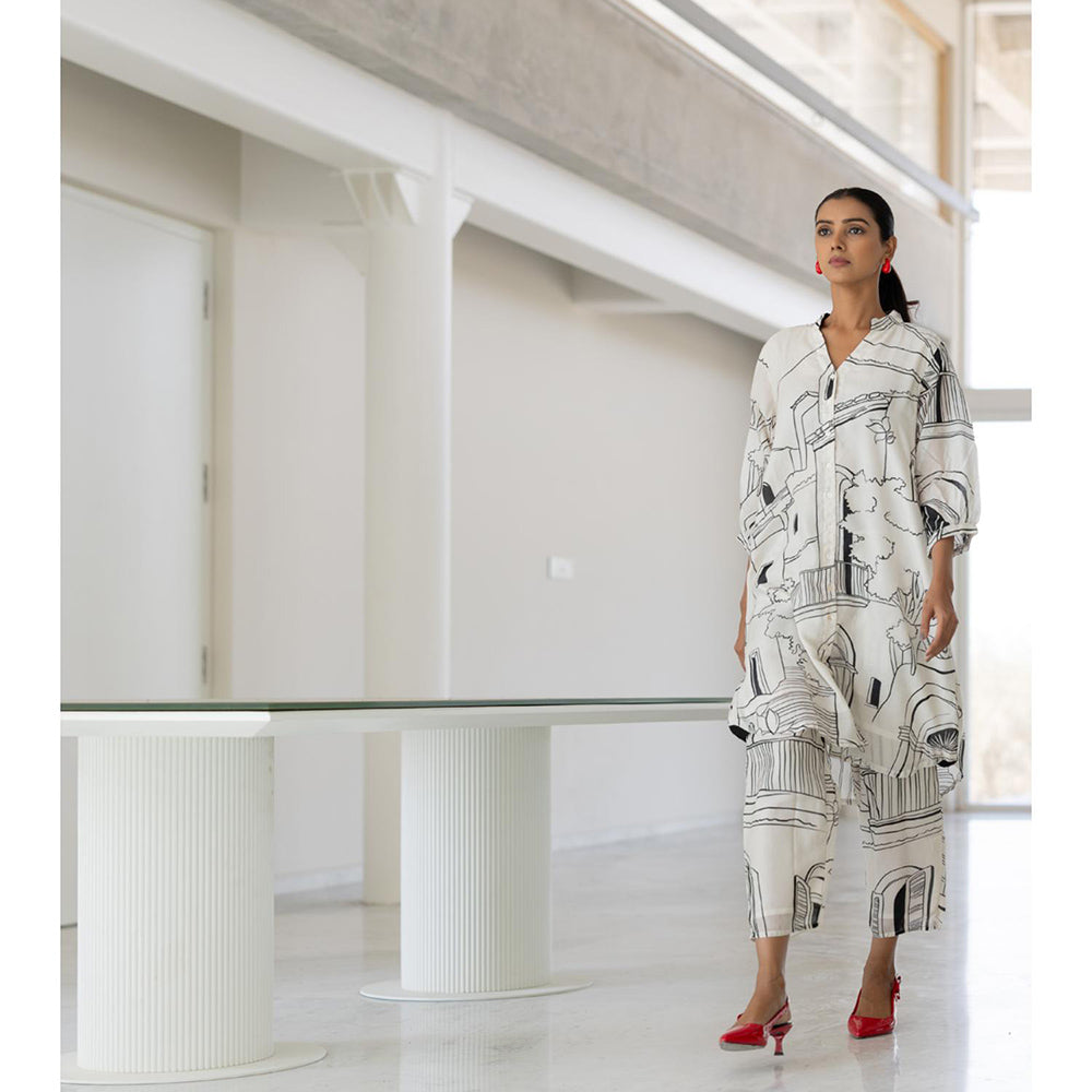 Silai Studio Mediterranean Lanes Printed Kurta