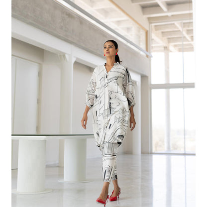Silai Studio Mediterranean Lanes Printed Kurta
