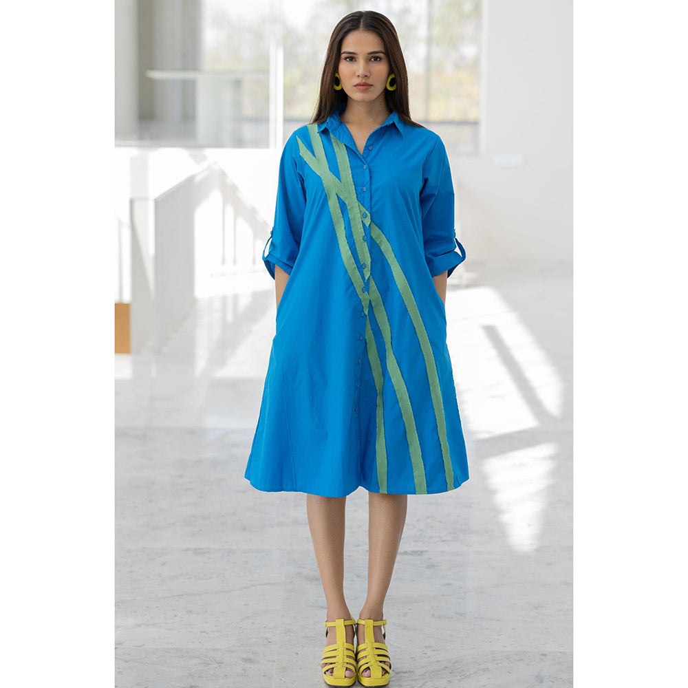 Silai Studio Blue Seafoam Printed Dress