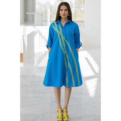 Silai Studio Blue Seafoam Printed Dress
