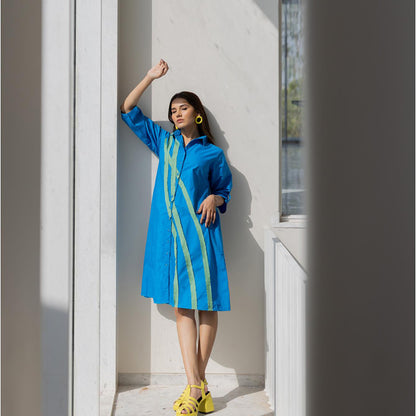 Silai Studio Blue Seafoam Printed Dress