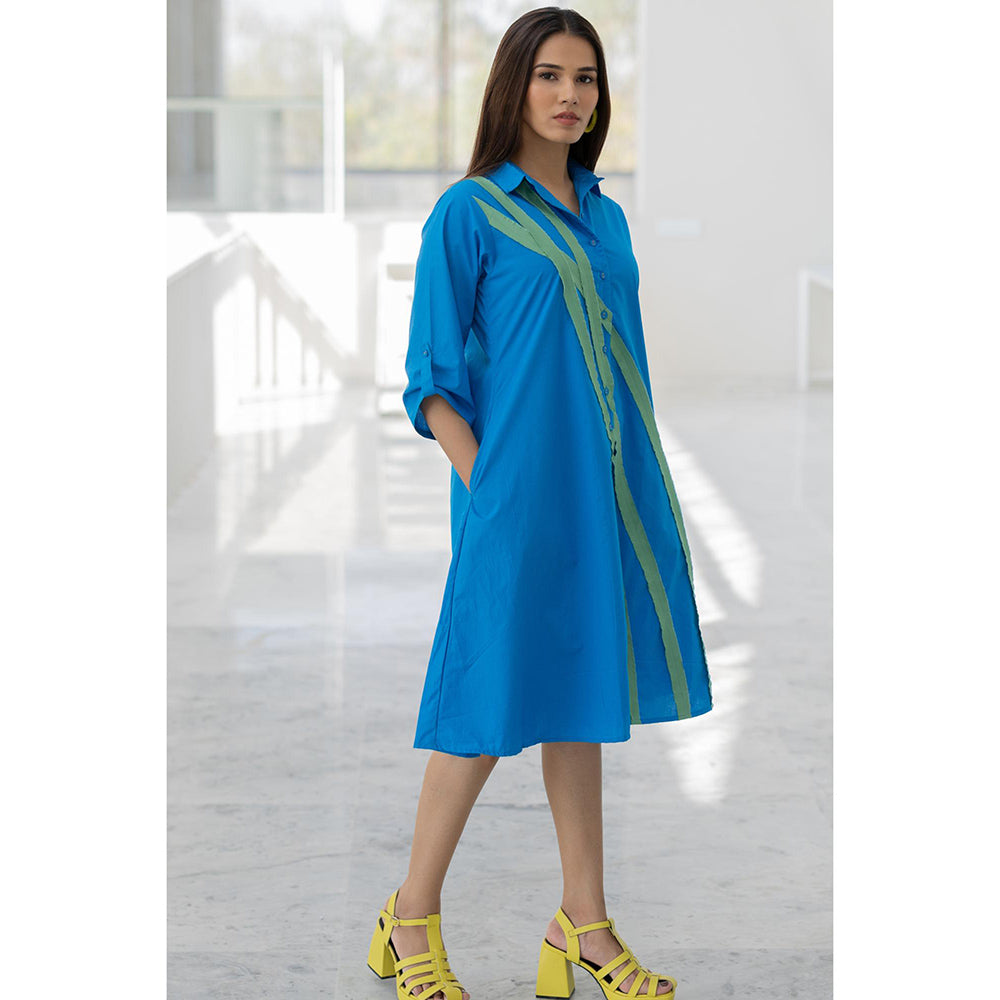 Silai Studio Blue Seafoam Printed Dress