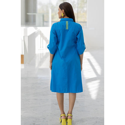 Silai Studio Blue Seafoam Printed Dress