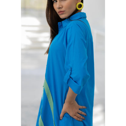 Silai Studio Blue Seafoam Printed Dress