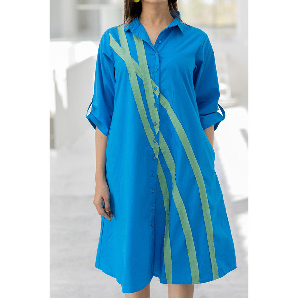 Silai Studio Blue Seafoam Printed Dress