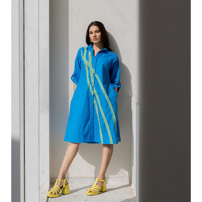 Silai Studio Blue Seafoam Printed Dress