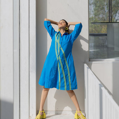 Silai Studio Blue Seafoam Printed Dress