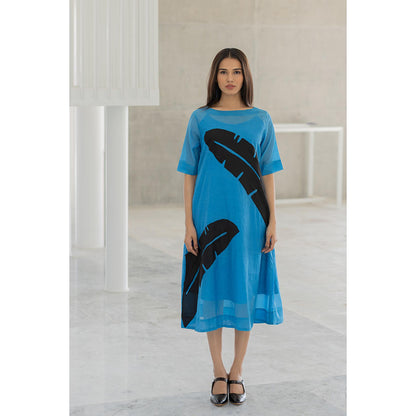 Silai Studio Azure Black Applique Dress with Slip (Set of 2)