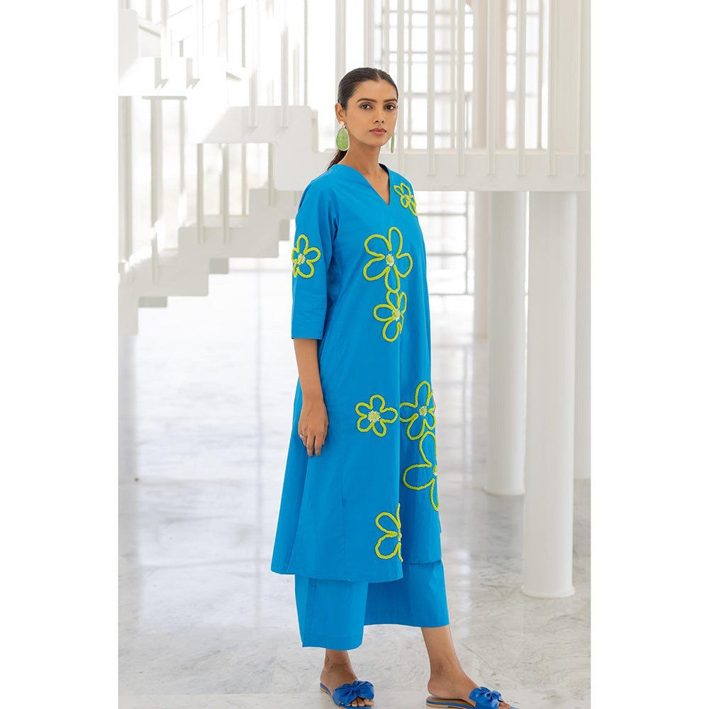 Silai Studio Seafoam Floral Embroidery Kurta