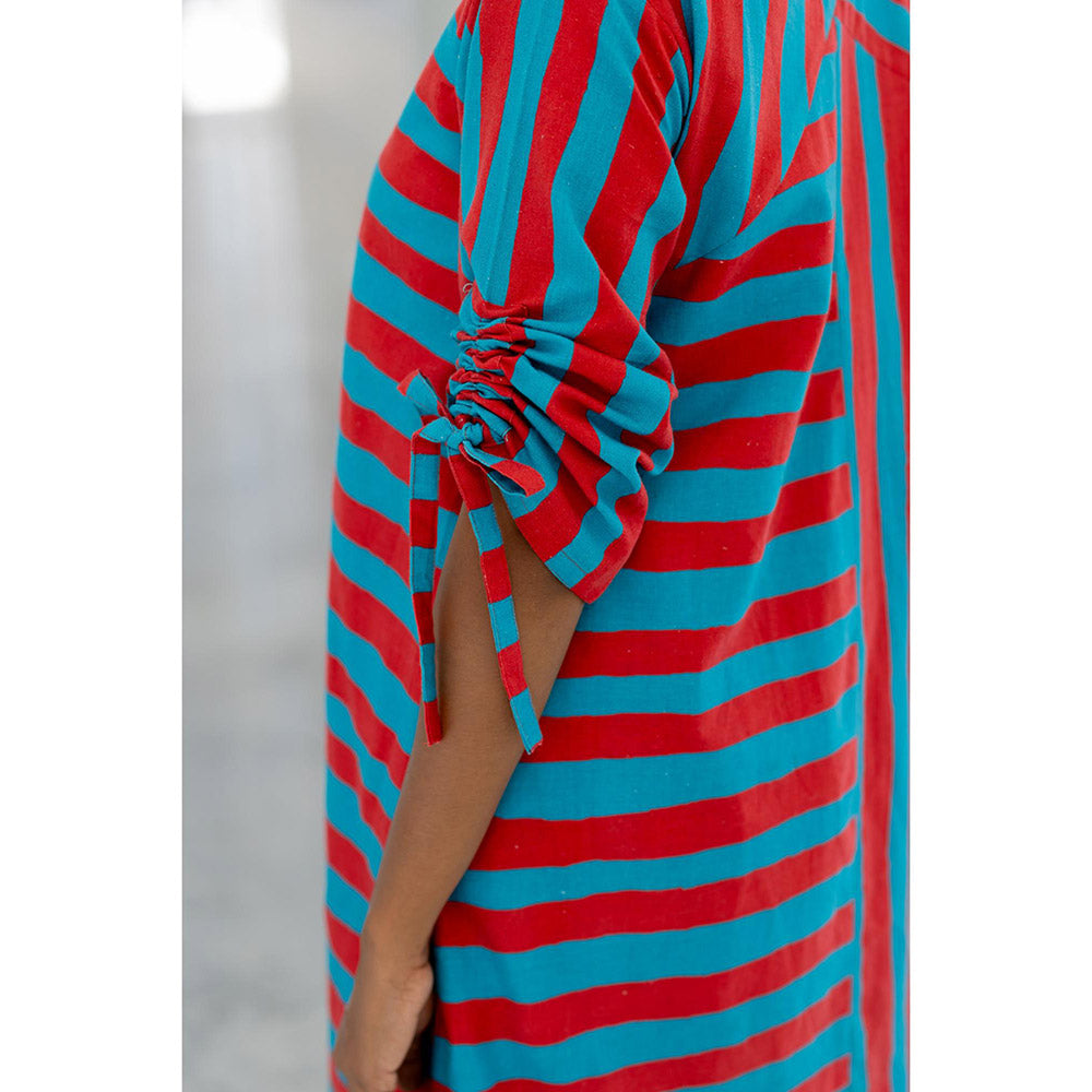 Silai Studio Poppy and Blue Stripe Kurta