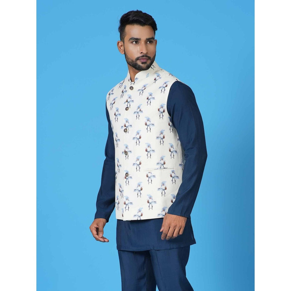 Simaaya White Premium Quality Silk Made Nehru Jacket