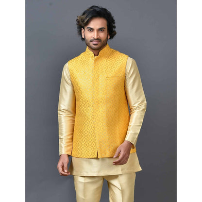 Simaaya Yellow Premium Quality Silk Made Nehru Jacket