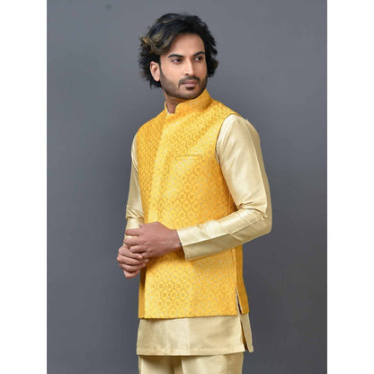 Simaaya Yellow Premium Quality Silk Made Nehru Jacket
