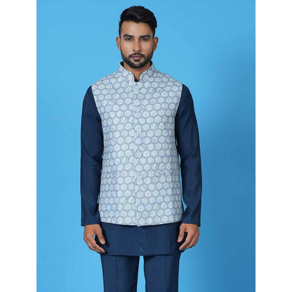 Simaaya Blue Premium Quality Silk Made Nehru Jacket